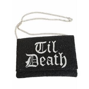 NWOT Pretty Robes Til Death Beaded Purse Clutch Crossbody Black